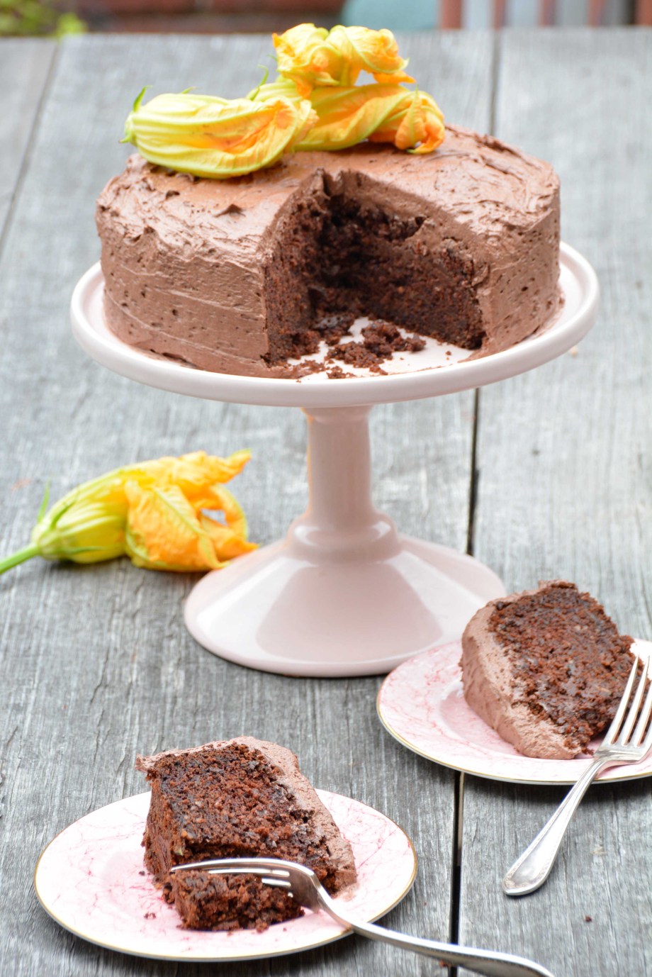 two slices zucchini chocolate cake gluten free-italy on my mind-best italian food blog